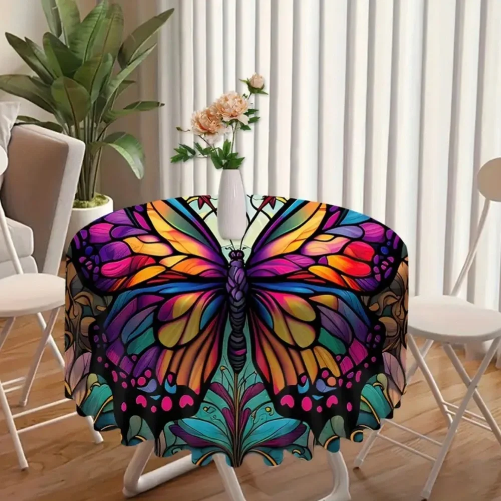 Vibrant Butterfly 60” Round Decorative Tablecloth